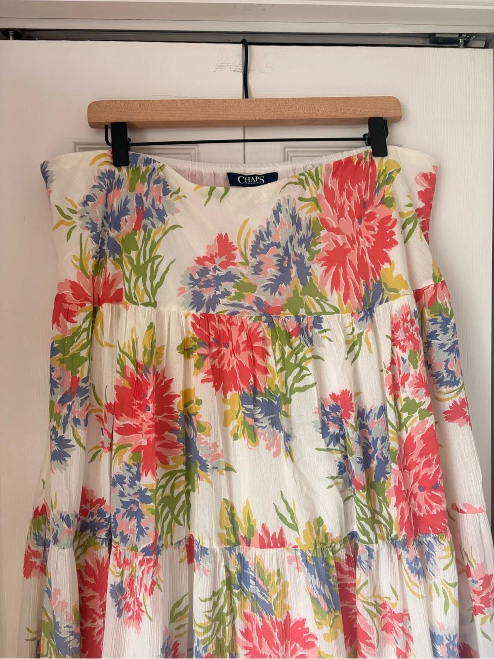 Chaps 100% Cotton Floral Tiered Maxi Skirt - Picture 2 of 7